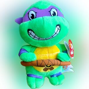 TY Beanie Baby 2017 TMNT Buddy 6” Donatello Teenage Mutant Ninja Turtle LIKE NEW